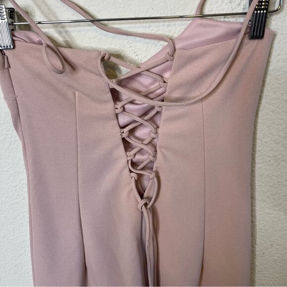 Katie May Pink Jean Stretch Crepe Gown Balletcore Maxi Dress Lace Gown Size 6 - Picture 6 of 6